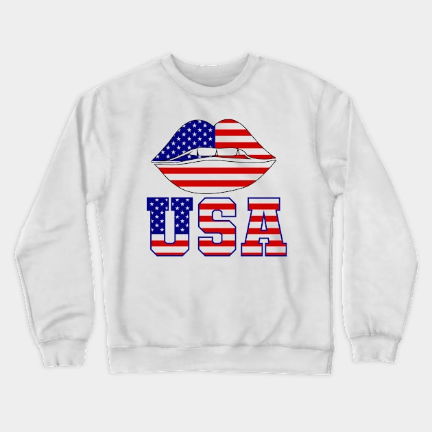 4th of july Patriotic Lips american flag lips Crewneck Sweatshirt by sevalyilmazardal